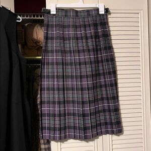 Plaid Purple Midi Skirt